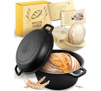 KRUSTENZAUBER Marmite en fonte avec panier de fermentation - Marmite à pain robuste de 26 cm pour cuire