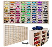 KRUZZEL - Étagère en bois pour voitures jouets 80 compartiments - Étagère murale pour chambre d'enfant - Empilable et réglable - Vitrine collector en bois - Boîte de présentation en bois pour votre