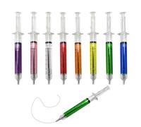 KRYMSON Lot de 8 stylos à bille en forme de seringue en différentes couleurs avec encre noire
