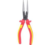KS Tools 117.1118 Pince becs demi -ronds long isolé 1000 V à poignées bi | Pince à bec demi-rond droit isolée à poignée bi-composant, L.215 mm, chrome vanadium
