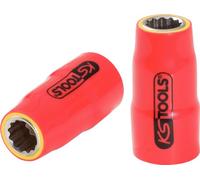 KS Tools 117.3837 - Douille 3/8" avec revêtement isolant, 12 mm - Système FlankTraction - En Chrome Vanadium