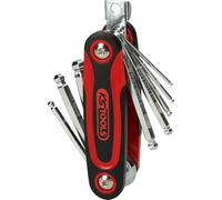 KS Tools 158.3520 Jeu de clés males 6 pans sphérique rabattable 8 pièces | Jeu de 8 clés mâles 6 pans à tête sphérique sur monture, chrome vanadium