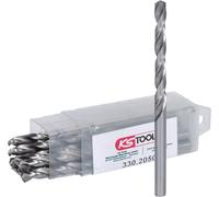 KS Tools 330.2050 Lot de 10 Forets HSS-G meulés 5 mm | Lot de 10 forets HSS-G meulés, Ø5,0 mm, acier HSS