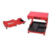 KS TOOLS 500.8090 - Chariot de Visite Ergonomique - Rouge & 500.8020 Tabouret sur roulettes