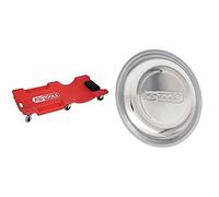 KS TOOLS 500.8090 - Chariot de Visite Ergonomique - Rouge & Soucoupe magnétique 150mm - Pour préserver les vis et autres petites pièces métalliques - Aimant gainé en caoutchouc - Surface polie