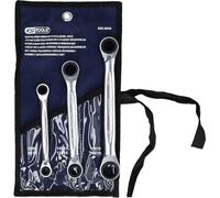 KS TOOLS 503.4540 - Jeu de 3 clés polygonales à cliquet 4 en 1 - Gamme GEARplus - 8-9-12-13-16-17mm - En chrome Vanadium - Finition Satinée