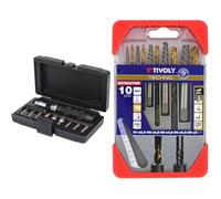 KS TOOLS 515.1003 Coffret de tournevis à frapper avec embouts, 11 pièces & TIVOLY - Coffret Forets Extracteurs de Vis Cassée + Forets HSS Revêtement TiN - Lot de 5 Forets