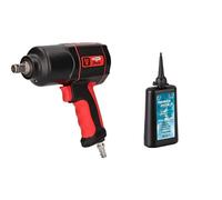 KS TOOLS 515.1200 Mini CLE A CHOC pneumatique 1/2 & HAZET Huile pour air comprimé 9400-100 - Contenu : 100 ml - pour outils pneumatiques à moteur - réduit l'usure du moteur