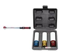 Ks Tools 516.6042 1/2 Ergotorque - Precision ynamométrique, 40-200 Nm - Avec Tête à Cliquet à Bouton Quick-Lock & 515.1005 Jeu de 3 douilles à chocs pour jantes aluminium, 17, 19, 21 mm