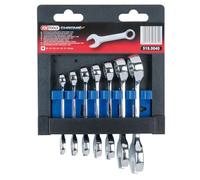 Ks Tools 518.0040 - Jeu de 7 Clés mixtes courtes métriques - sur support- Gamme CHROMEplus® - En Acier Vanadium - Finition chromée