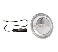 KS TOOLS 550.1032 Aimant flexible, 400 mm & 800.0150 - Soucoupe magnétique 150mm - Pour préserver les vis et autres petites pièces métalliques - Aimant gainé en caoutchouc - En Inox - Surface polie