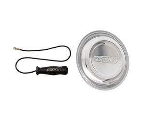 KS TOOLS 550.1032 Aimant flexible, 400 mm & 800.0150 - Soucoupe magnétique 150mm - Pour préserver les vis et autres petites pièces métalliques - Aimant gainé en caoutchouc - En Inox - Surface polie