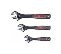 KS Tools Jeu de 3 clés à molette 577.0199 manches bi-matière 8/10/12" Chrome Vanadium Noir/Rouge