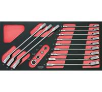 KS TOOLS 713.2027 Module 12 clés mixtes à cliquet réversible GEARplus | Module de clés mixtes à cliquet réversible GEARplus® avec adaptateurs, 16 pièces, rangement atelier