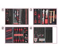 KS Tools 714.0263 - Composition d’Outils pour Servante d’Atelier Complète - 4 Tiroirs pour Servante - Outillage Mécanique et Bricolage avec Empreinte en Mousse Découpée au Laser - 263 Pièces