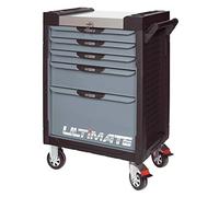 KS TOOLS - 816.0005 - Servante d'atelier Vide Ultimate 5 tiroirs - Caisse à Outil - Couleur Noir et Grise - Plateau INOX -Porte flacons