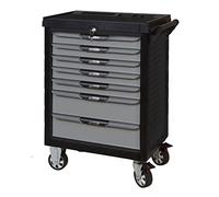 KS TOOLS - 816.0007 - Servante d'atelier Vide Ultimate 7 tiroirs - Caisse à Outil - Couleur Noir et Grise - Plateau INOX -Porte flacons