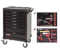 KS Tools - 823.7184 - Servante d'atelier complète ONE BY ONE 7 tiroirs équipée de 184 Outils - caisse a outils complète - porte flacons