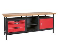 KS TOOLS 865.0210 Etabli Professionnel d'atelier 1 Porte et 3 tiroirs, 2 m | Etabli professionnel d'atelier 1 porte et 3 tiroirs, L.2m