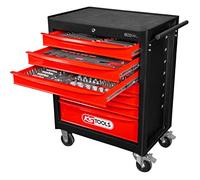 KS TOOLS 897.7215 Servante d'atelier Ecoline, 215 Outils, Rangement Atelier | Servante d'atelier ECOline NOIR/ROUGE 7 tiroirs equipée de 215 outils, rangement atelier