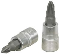 KS Tools 911.1402-E Douille tournevis - 1/4" - L.37 mm - PZ2 - CHROMEmat | Douille tournevis 1/4'', PZ 2 - sur carte, chrome vanadium, résistant