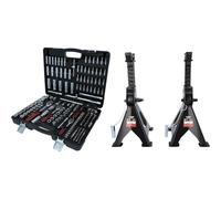 KS TOOLS 917.0795 - Caisse à Outils Complète en Coffret Douille de 1/4", 3/8" et 1/2" & 160.0370 - Chandelles à Crémaillère, 3 Tonnes - Crics et Chandelles Voitures - Outillage Mécanique Atelier