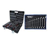 KS TOOLS 917.0795 - Caisse à Outils Complète en Coffret Douille de 1/4", 3/8" et 1/2" & BGS 1214 - Jeu de clés à œil doubles - coudées - 6 x 7-30 x 32 mm - 12 pièces