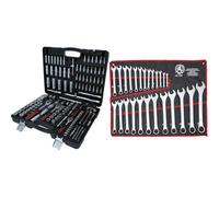 KS Tools 917.0795, Jeu de 195 douilles et clés Torx 1/4", 3/8" et 1/2". & Kraftmann 1198 | Jeu de clés mixtes | 6-32 mm | 25 pièces