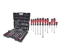 KS Tools 918.0216 - Caisse à Outils Complète avec Outillage Mécanique & - 922.6080 - Jeu de 12 tournevis ULTIMATE - Fente, PH, PZ - Manche ergonomique tri-matière - Lame acier trempé