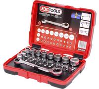 KS Tools - 918.3050 - Coffret de douilles traversantes 1/4 - 5 à 14 mm - Embouts de vissage - Tête de cliquet inclinée à 15° - Ultra compact - 31 pièces