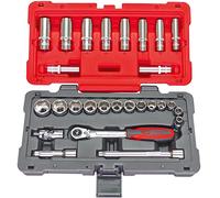 KS Tools Coffret de douilles 3/8" Ultimate 922.0627 6 pans 27 pièces chrome satiné Rouge/Noir