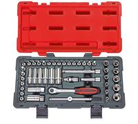 KS TOOLS 922.0646 - Coffret de douilles et accessoires en pouces 3/8" - Gamme Ultimate - Finition chromée satinée - 46 pièces Rouge/Noir
