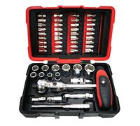KS TOOLS - 922.0651 - Coffret douilles et embouts ULTIMATE 1/4'' avec cliquet à tête pivotante MODIFIX, 52 pièces - Compact, robuste et pratique - 6 pans 5,5 à 14 mm - fente, PZ, PH, XZN, TX