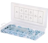 KS Tools Boîte de rangement 970.0030 - Assortiment de graisseurs M6-8-10x1,0, 110 pcs, gris