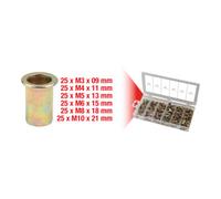 KS Tools Assortiment de rivets filetes acier, M3x9mm-M10x21mm, 150 pcs. Quantité:1