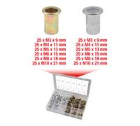 KS TOOLS Sortiment Gewindenieten, Stahl und Aluminium, M3x9mm-M10x21mm, 300-tlg. (970.0630)
