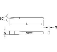 KS Tools Burin de maçon, 8 pans, 30x500mm