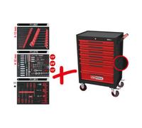 KS Tools Chariot d'atelier KS Tools ECOline NOIR/ROUGE avec 7 tiroirs et 215 outils de qualité Quantité:1