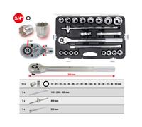 KS Tools Coffret de douilles KS Tools 6 pans 3/4" 21 pcs. Quantité:1