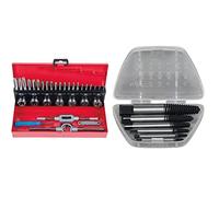KS TOOLS Coffret De Jeux De Tarauds Et Filières - avec Mallette De Rangement Rouge en Acier Anti Rouille - Outtilage Mecanique Auto 32 Pièces & Jeu d'extracteurs de Goujons 6 pièces