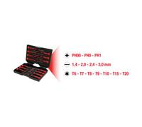 KS Tools Coffret de tournevis 500.7170 – 14 pièces PH, fente, TORX – Noir pour électronique