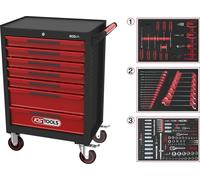KS Tools ECOline NOIR/ROUGE Chariot d'atelier avec 7 tiroirs