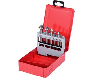 KS TOOLS HSS Co 5 Jeu de fraises coniques à ébavurer, cassette en tôle d'acier 6 pces ( 336.0416 )