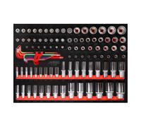 KS Tools Jeu de clés à douille 1/4'' + 3/8'' + 1/2'' dans insert en mousse, 99 pcs, en pouces KS Tools Quantité:1