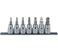 KS TOOLS Jeu de douilles à embout 3/8" CHROMEplus 6 pans creux tête sphérique 7 pces 3-10mm 918