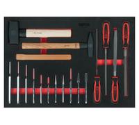 KS Tools Jeu de limes, burins et marteaux, 18 pièces en 1/1 système - 711.1018