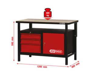 KS Tools KS Tools Etabli d'atelier 1 porte + 3 tiroirs 840x1200x600mm Quantité:1
