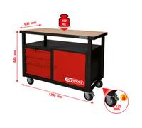 KS TOOLS Etabli mobile avec 3 tiroirs et 1 porte - 865.0101