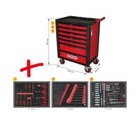 KS Tools KS Tools RACINGline Servante d'atelier NOIR/ROUGE avec 7 tiroirs et 215 outils d'excellente qualité Quantité:1