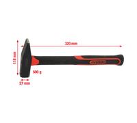 KS Tools Marteau de mécanicien manche fibre, 500g Quantité:1